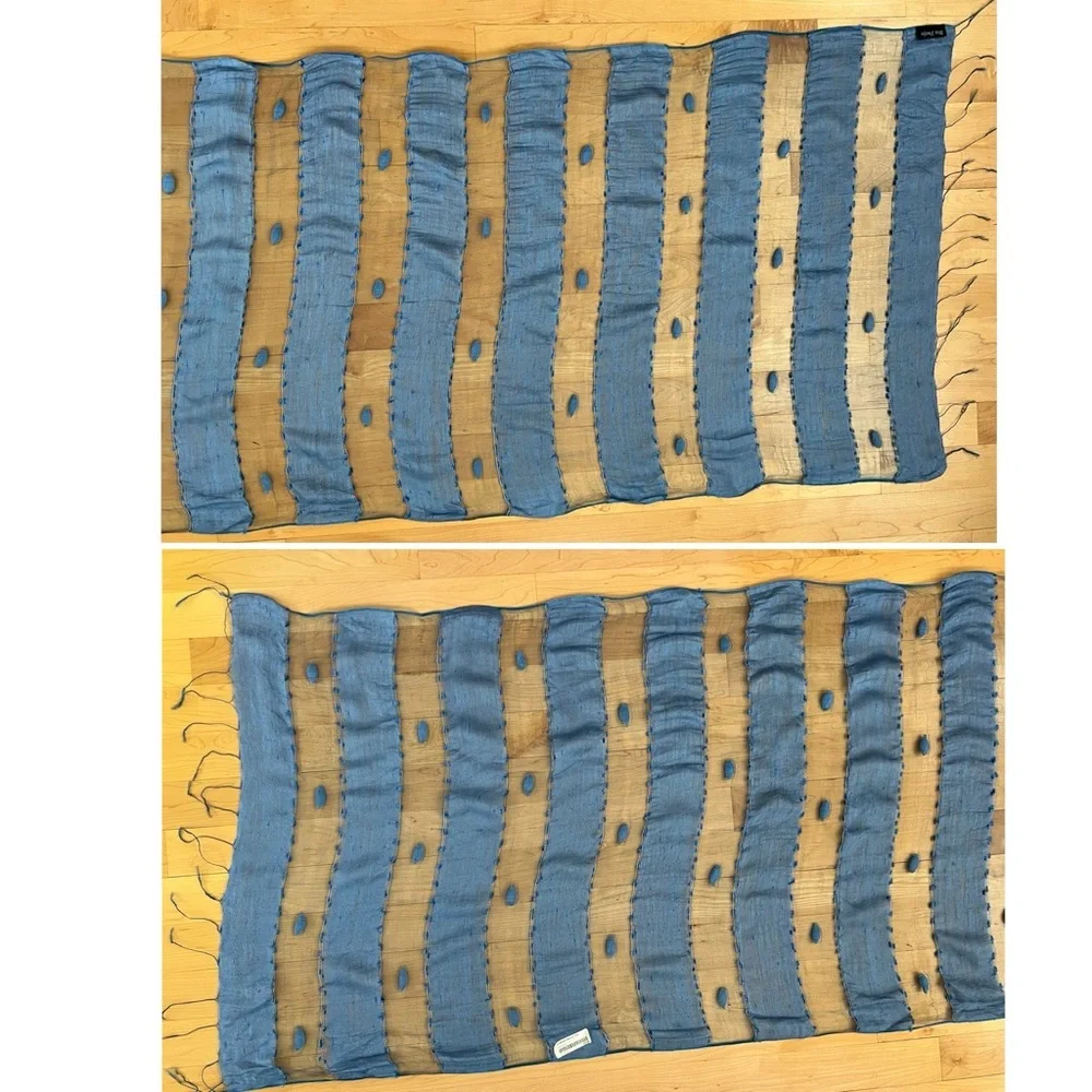 🪺New HAND WOVEN SILK PANEL SCARF/SHAWL-by BLUE PACIFIC | Vintage Denim Blue - Picture 15 of 17